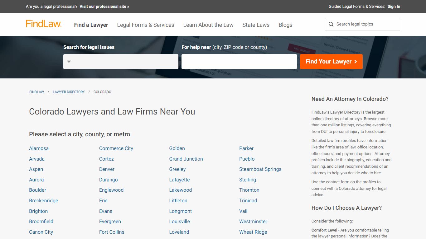 Colorado Lawyers - Colorado (CO) Attorney, Law Firm Directory | FindLaw